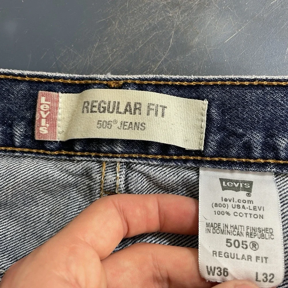 Vtg Levis 505 Jeans Mens 36x32 (fit 34x31) Y2K 2000s Whisker Fade Dark Wash